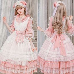 Robes mignonnes longues bijou lolit rose manche de soirée arc appliquée en dentelle appliquée