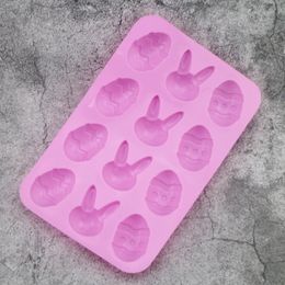 Leuke paashaas siliconen ei -ei chocolade cake zeep schimmel bak ijsbladen schimmel bak ronde jelly pudding ijs moldfor konijnvormige bakvormen