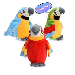 Mignon électrique parlant perroquet en peluche jouet parlant enregistrement répète agitant des ailes Electroni oiseau en peluche en peluche comme cadeau pour les enfants Bi 240318