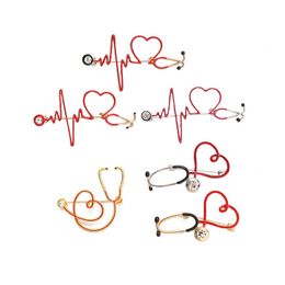 Leuke Elektrocardiogram Stethoscoop Broche Pak Revers Pin Multistyle Epidemie Preventie Sieraden Accessoires Cadeau voor Arts Verpleegkundige