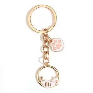 Schattige email Keychain Cat Paw Key Ring Animal Key Chains Pet Gifts For Women Men Handtas Accessorie Auto Keys DIY Handgemaakte sieraden