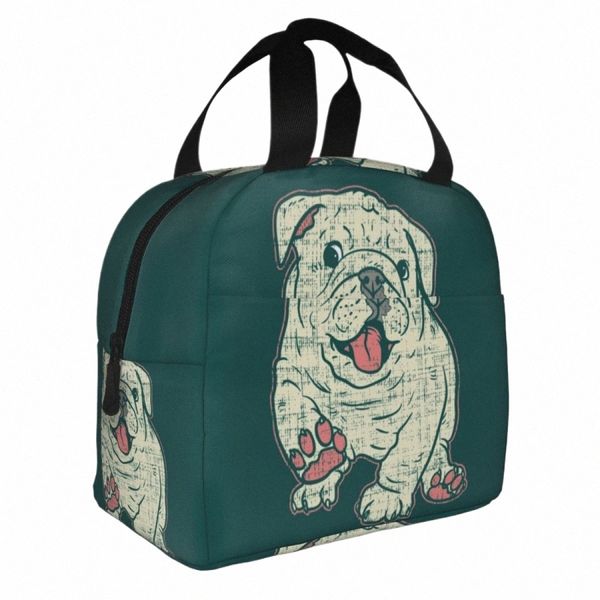 Mignon bouledogue anglais sac à lunch isolé pour les femmes britanniques chien de compagnie réutilisable refroidisseur thermique Bento Box Cam sacs de nourriture de voyage Q5jN #