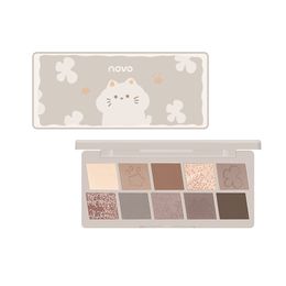 Schattig oogschaduwpalet 10 kleuren mat glinsterend glitter Langdurig dierencartoonmake-up Geschikt voor dagelijks en festivalcadeau voor damesmeisjes