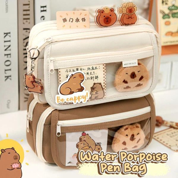 Étui à crayons en tissu mignon kawaii grande capacité animal zipper enfants sac enfants pour enfants pour garçons sachet girl scolaire