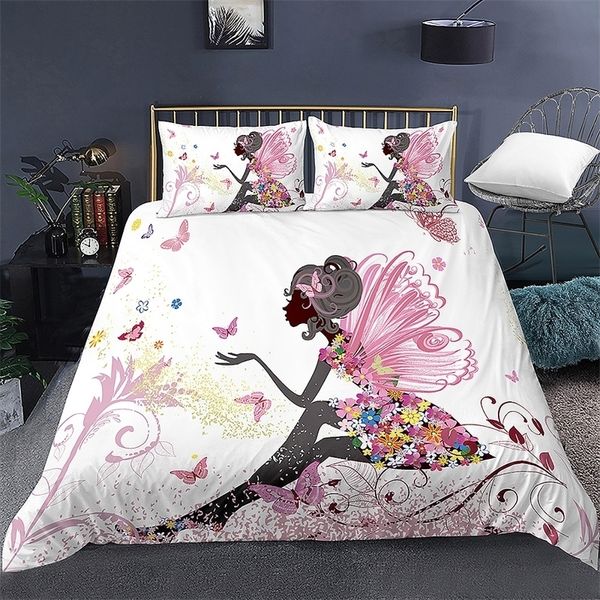 Mignon fée papillon motif housses de couette pour enfants enfants chambre housse de couette ensembles de literie US/EU/AU toutes tailles maison lit décor 210316