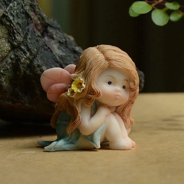 Joue de fée mignonne fleur fleur elfes Figurine Miniature Home Decoration Decoration Resin Craft Aménagement paysager Ornement Festival Cadeaux 240415