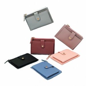 Mignon Fi Pu Leather Mini Coin Purse Femmes Sacs de carte de crédit de couleur unie Sacs Small Wallet Mey Sac Purse Solder U6QD # #