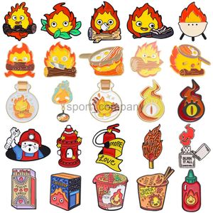 Schattig vuur metalen broche ei brand brandblusser lichter match instant noedels hete saus vlam badge punk revers pins sieraden sieraden