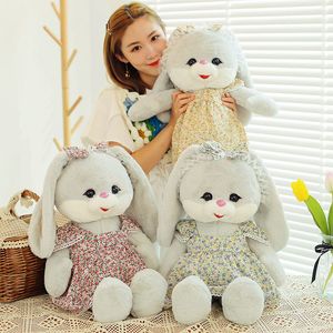 Robe florale mignonne fille poupée de lapin fille cadeau vacances oreiller pastorale princesse lapin peluche jouet