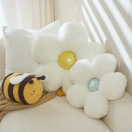Mignon fleur abeille en peluche peluche douce fleur jeter oreiller coussin abeille douce poupée maison canapé décoration oreiller enfants cadeau 240117