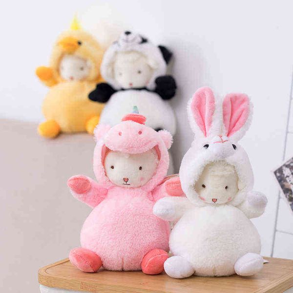 Cute Fluffy Lamb Cuddle Filled Cartoon Animals Sheep Cosplay Pig Dinosaur Chick Bunny Panda Baby Muñecos de peluche para niños J220704