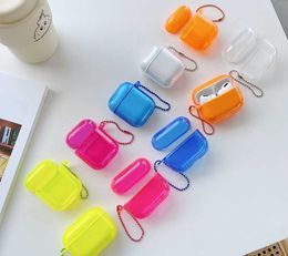 Leuke fluorescerende snoepkleur draadloze Bluetooth -oortelefoon voor AirPod Pro 3 2 1 kleurrijke groene oranje zachte siliconen doos cover Coque