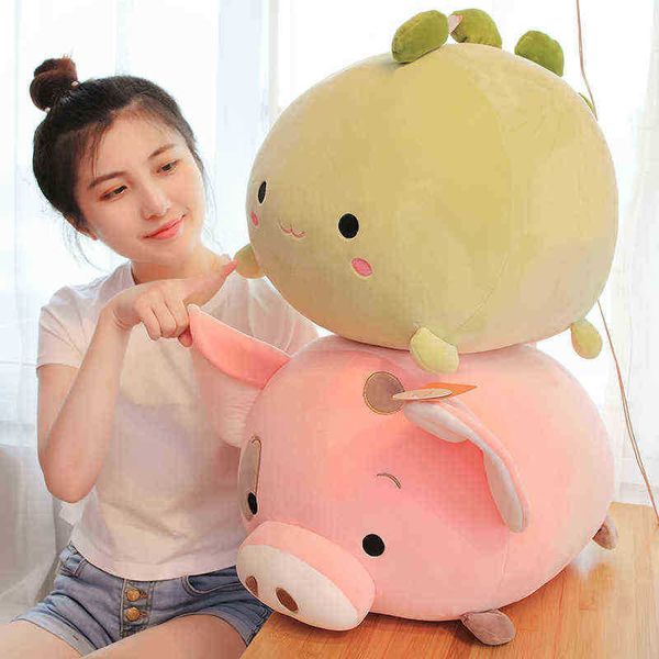 Lindo bosque animales rellenos muñecos de peluche dinosaurio cerdo elefante shiba inud perro juguetes de peluche suave cojín gordo kawaii regalo para niños J220729