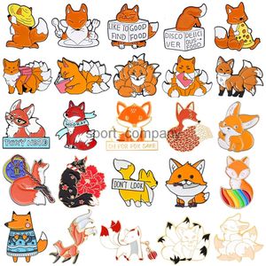 Mignon Fox Emorch Brooch Pizza Livre Enveloppe Fleurs Fox Rainbow Nine-Tail Fox Costume Costume Punk épingles Punk Bijoux Cadeau