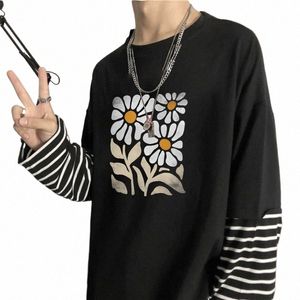 Mignon Fr Graphic Print T-shirt Hommes Femmes Esthétique Prévalent Patchwork T-shirts Classique Simple Unisexe Lg Manches Tshirt v0yN #