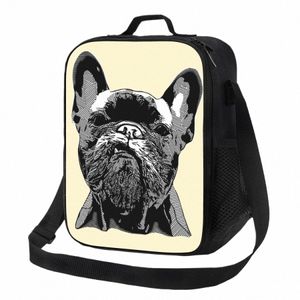 Leuke Franse bulldog geometrische draagbare lunchboxen vrouwen huisdier koeler thermisch voedsel geïsoleerde lunchbag kinderen schoolkinderen l67z#