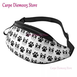 Leuke Franse Bulldog Poot Fanny Pack Vrouwen Mannen Custom Hond Crossbody Heuptas voor Running Telefoon Geld Pouch 240110