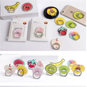 Leuke fruit banaan 360 graden vinger ring mobiele telefoon mounts houders watermeloen standhouder voor iPhone Samsung Huawei en andere mobiele telefoons met pakket