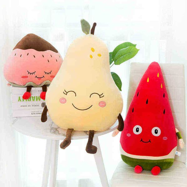 Mignon Fruits Rempli Poupée Pastèque Fraise Poire En Peluche Jouet Kawaii Chambre Canapé Décor Coussin Pour Enfants Fille ldren Cadeau J220729