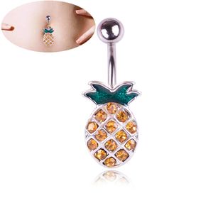 Leuke Fruit Ananas Zirkoon Kristal Lichaam Sieraden Rvs Strass Navel Bell Button Piercing Ringen voor Vrouwen Gift