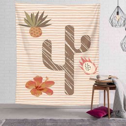 Tapis mural de fruits mignons, peinture de plantes, décor de ferme, maison nordique, rideau de porte suspendu, nappe, grand tapis de pique-nique J220804