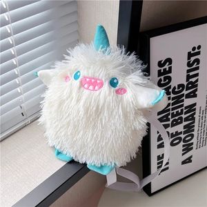 Mignon drôle personnalité broderie petit monstre en peluche douce fille étudiant sac à bandoulière femme