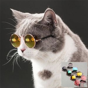 Autres fournitures de chat Mignon drôle Lunettes de soleil pour animaux de compagnie Classique Rétro Circulaire Prince en métal pour chats ou petits chiens Lunettes de chat de mode