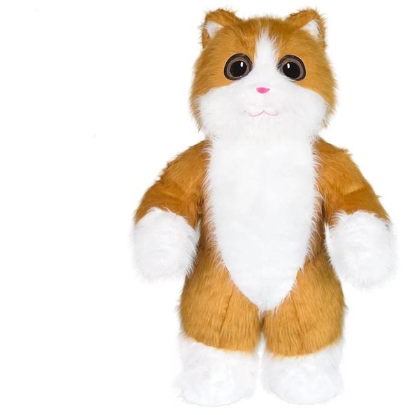 Mignon fourrure peluche chat Costumes mascotte Costume Fursuit famille Promotion Halloween fête fourrure robe Animal adulte