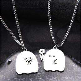 Mignon fantôme petit monstre fleur collier amoureux Couple colliers pendentif charme pull clavicule chaîne Hiphop hommes femmes bijoux