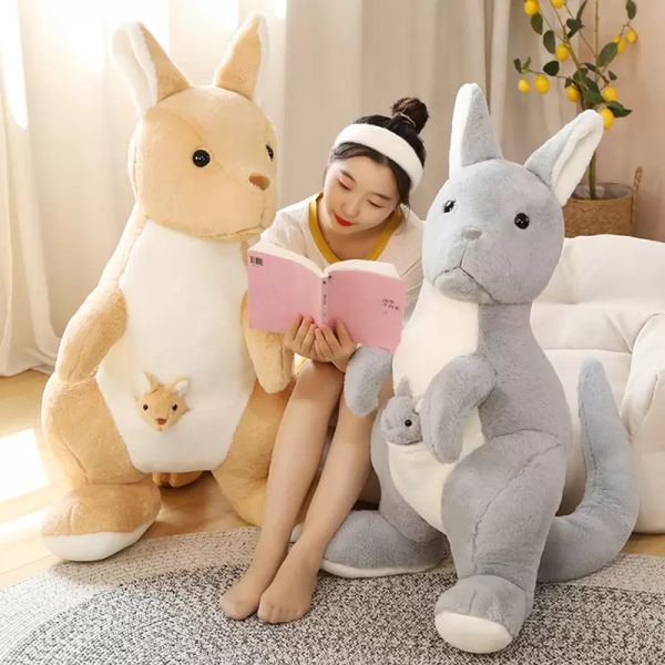 Mignon géant australien kangourou en peluche mère et enfant kangourous poupée Simulation animaux poupées parent-enfant poupée cadeau d'anniversaire