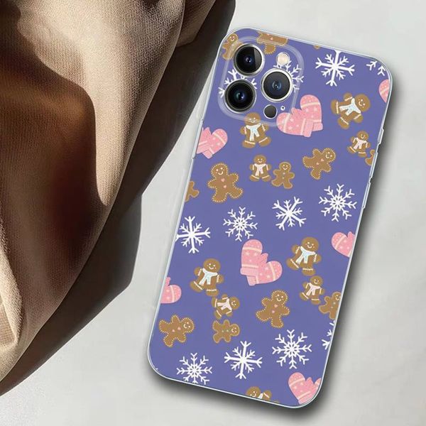 Casse de téléphone de Noël mignon Gingerbread Homme Silicone Soft pour iPhone 14 13 12 11 Pro Mini XS Max 8 7 6 Plus XS XS Couverture