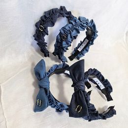 Schattig meisje strik hoofdbanden nieuwe kerstcadeau charmante vrouwen vintage design haarclip designer merken denim geplooide stoffen hoofdband