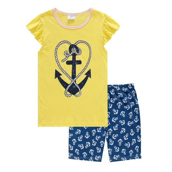 Mignon fille pyjamas vêtements de nuit chemise de nuit filles pyjamas costumes enfants vêtements ensemble marin bébé maison vêtements marine t-shirt + pantalon 210413