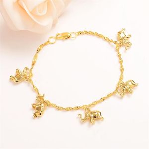 Filles mignonnes bracelet femmes THAI BAHT or massif éléphant accrocher des Bracelets fins bijoux chaîne à main articles arabes bijoux pour enfants gift204U