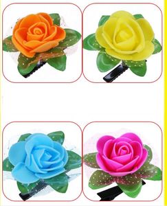 Leuke Meisjes Haarspelden Artifica Rose Bloem Haar Clip Broche Kunstmatige Kant Bloemen Rose Haaraccessoires Kerstdecoratie Baby Haarspeld