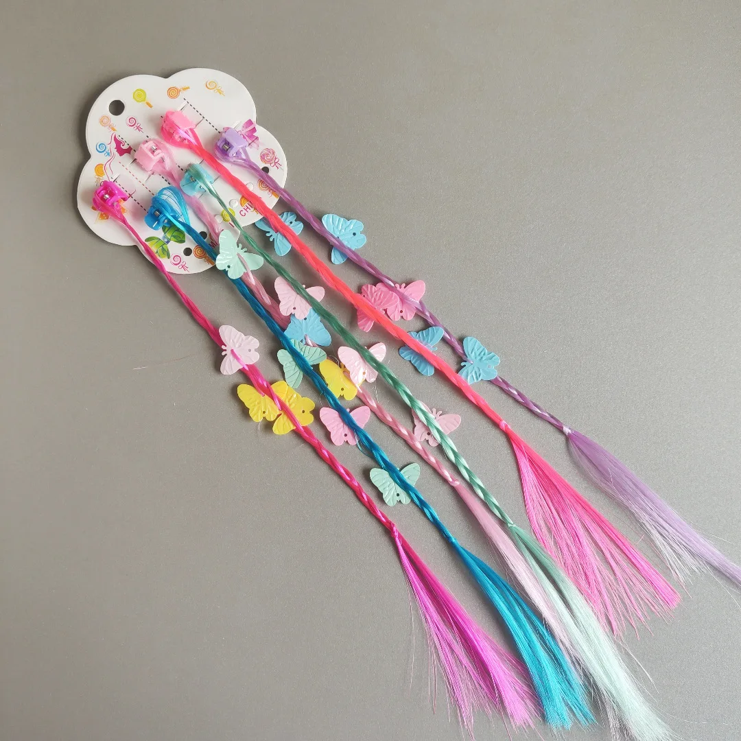 Urocze dziewczyny sześć kolorów motyla peruki włosy pazur opaski na głowę spinki do włosów piękno paski do włosów dla dzieci
