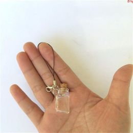 Mignon bouteilles en verre pendentif Rectangle porte-clés Arts avec liège pour téléphone Bracelets collier 2016 nouveau 10 pièces bonne quantité Fuxkr