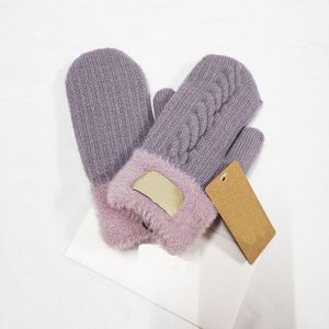 Guantes lindos engrosados simples de felpa guantes clásicos de doble capa paquete cálido dedo mujeres hombres invierno