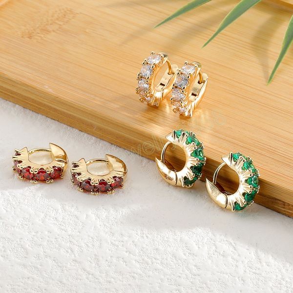 Mignon couleur or petit cerceau boucles d'oreilles tendance avec pierre de cristal clair pour les femmes amoureux lumière luxe bijoux cadeaux