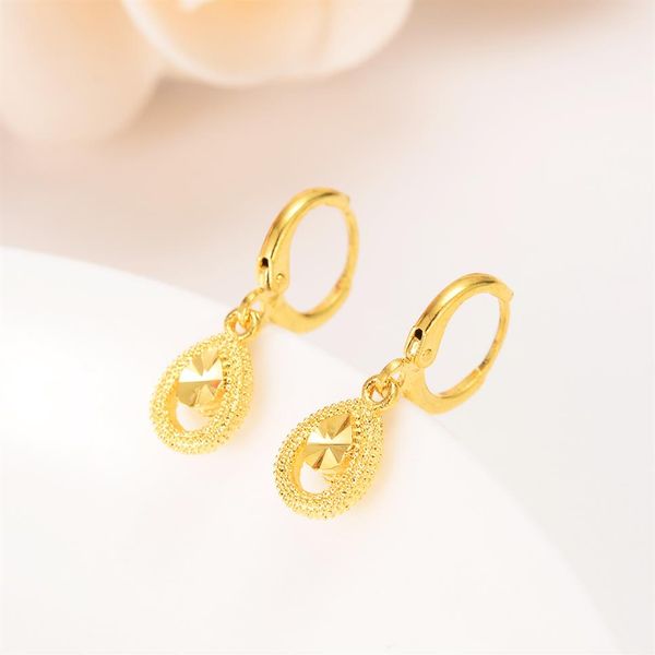 Mignon or boucle d'oreille goutte d'eau filles dames fête d'anniversaire à la mode 22 K 24 K Thai Baht fine plaqué or bandes de fiançailles Promise2517