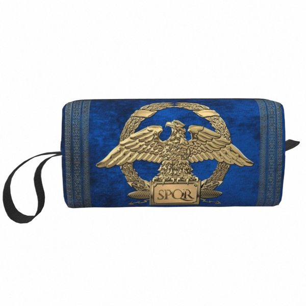 Lindo Imperio Romano de Oro Águila Bolsa de aseo de viaje para mujeres Roma SPQR Emblema Maquillaje Bolsa de cosméticos Almacenamiento de belleza Dopp Kit M3lX #