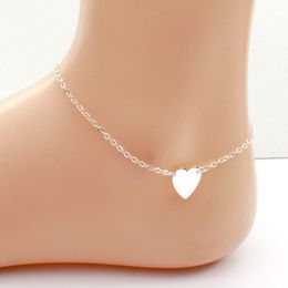 Schattig goud verzilverd hart liefde hangende enkelaars armband voor vrouwen zomer voet ketting sieraden fabrieksprijs