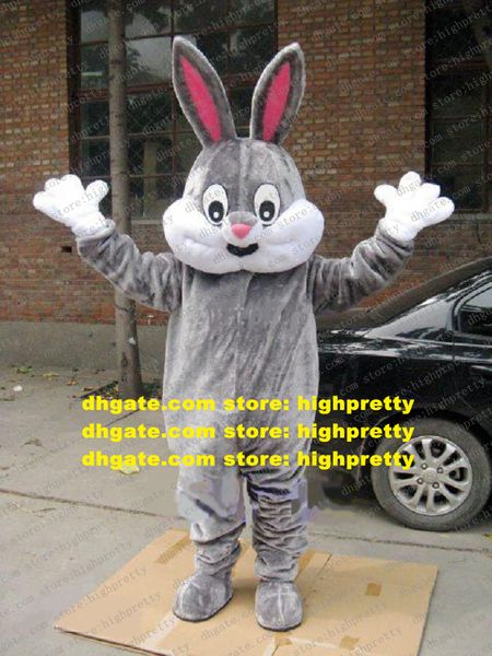 Mignon Gris Lapin De Pâques Mascotte Costume Lapin Jackrabbit Lièvre Lepus Mascotte Avec De Longues Oreilles Heureux Visage Adulte No.212 Navire Libre