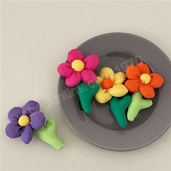 Barrette à fleurs en tissu fait à la main, clip latéral, couleur bonbon, petites fleurs, frange, accessoires pour cheveux coréens, couvre-chef, printemps