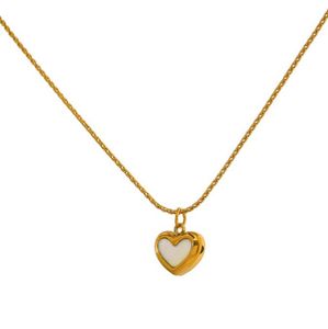 Collier pendentif en forme de cœur, coquille naturelle, mignon, plaqué 18 K, en acier inoxydable, bijoux cadeaux