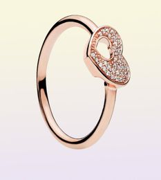 Jolie bague en forme de coeur pour 925 Silver Rose Gold Cadre en forme de coeur Tenture de mode Sterling Silver Ring Gift Femme6942851