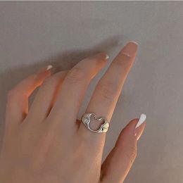 Bagues ouvertes chat creux mignon pour femmes, couleur argent INS, bague de doigt réglable, bijoux de fiançailles, vente en gros, YMR082