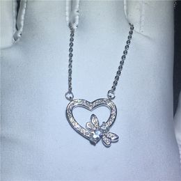 Schattige honingbij hart hanger met ketting 925 sterling zilver 5a zirkoon CZ verlovings bruiloft hangers voor vrouwen bruids geschenk