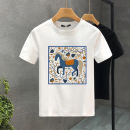 Migne Horse Style Luxury Brand Coton Lettre imprimé couple Tees Summer Harajuku Menwomen T-shirt à manches courtes S-7xl 240511