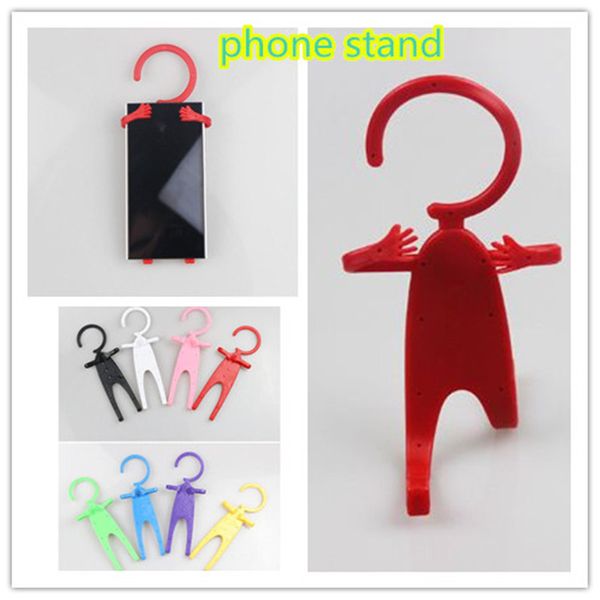Mignon forme humaine support de téléphone universel cintre téléphone portable stands grossistes créatif 8 couleurs support flexible pour téléphone zpg228